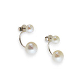 Freshwater double pearl stud earrings made of 925 sterling silver.